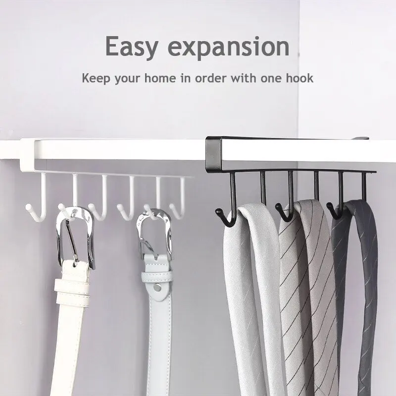 Seamless nail free hook multi row cabinet iron storage wall rack