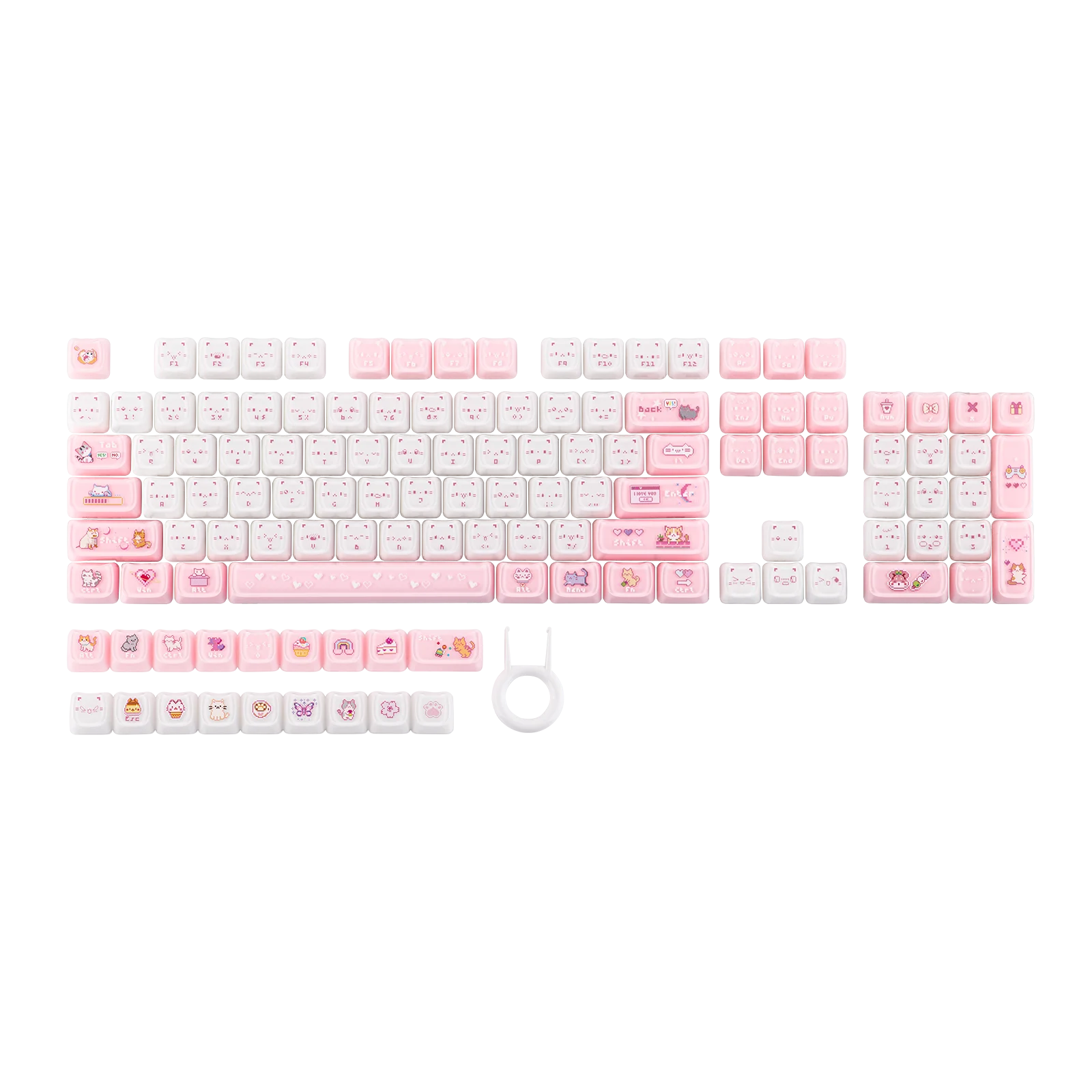 KiiBOOM Mewsic Jelly 122 키 DIY 기계식 게임용 키보드 용 키캡 세트 MAO 프로필 더블 샷 ABS + PC 귀여운 고양이 키캡