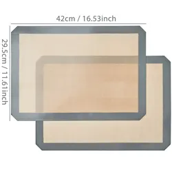Reusable Silicone Non-Stick Baking Mats - Heat Resistant Bakeware Sheets, 2-Pack (42x29.5cm) (Grey-42x29.5cm-2PCS)