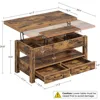 Coffee table lift top, multifunctional convertible coffee table with drawers and hidden compartments, rustic brown 3