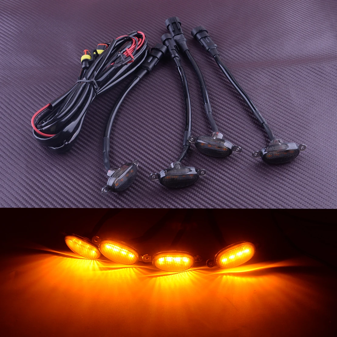 4PcsAmberLEDFrontBumperCenterGrilleGrillLightDaytimeRunning