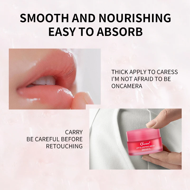 O'CHEAL 1 Pcs Sleeping Mask Maintenance Moisturizing Lip Gloss Mask Cream Plump Lips Serum Care Nourishing Lip Mask Balm 4