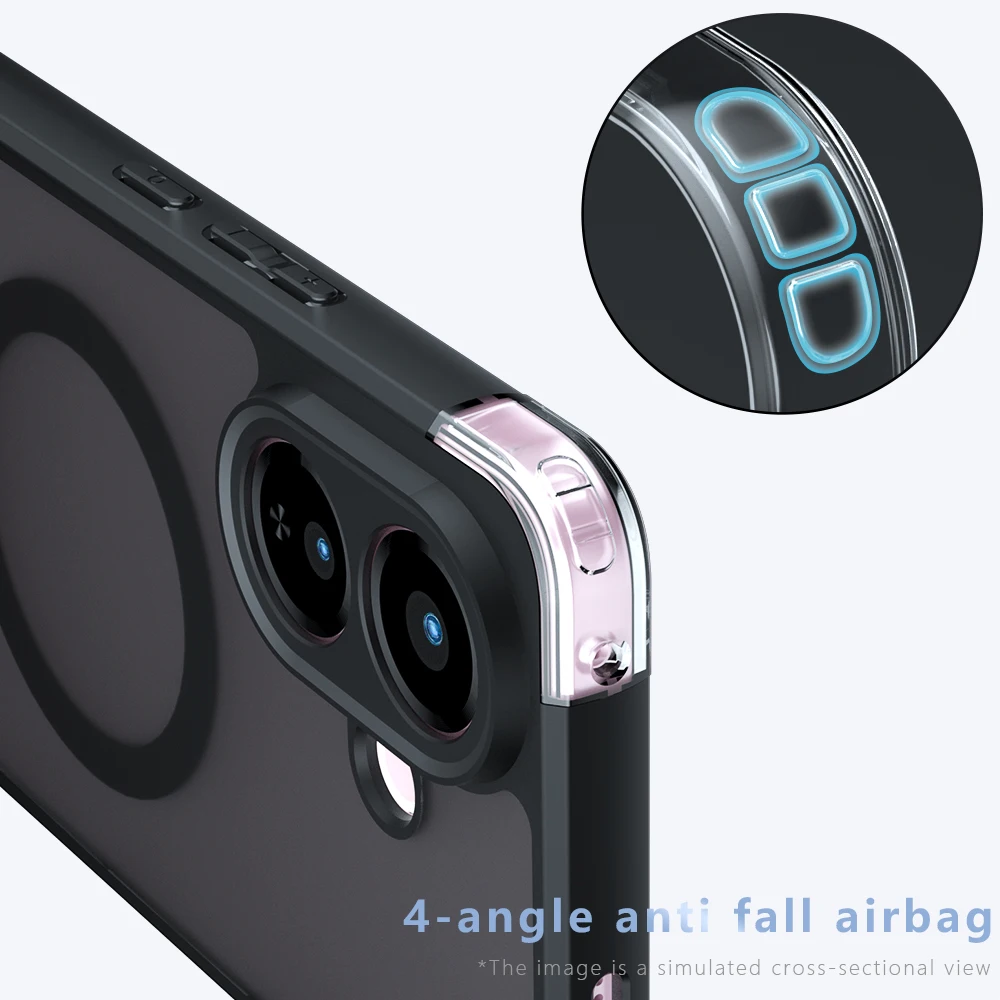 Magnetic Wireless Charging Shockproof Matte Phone Case with Translucent Back