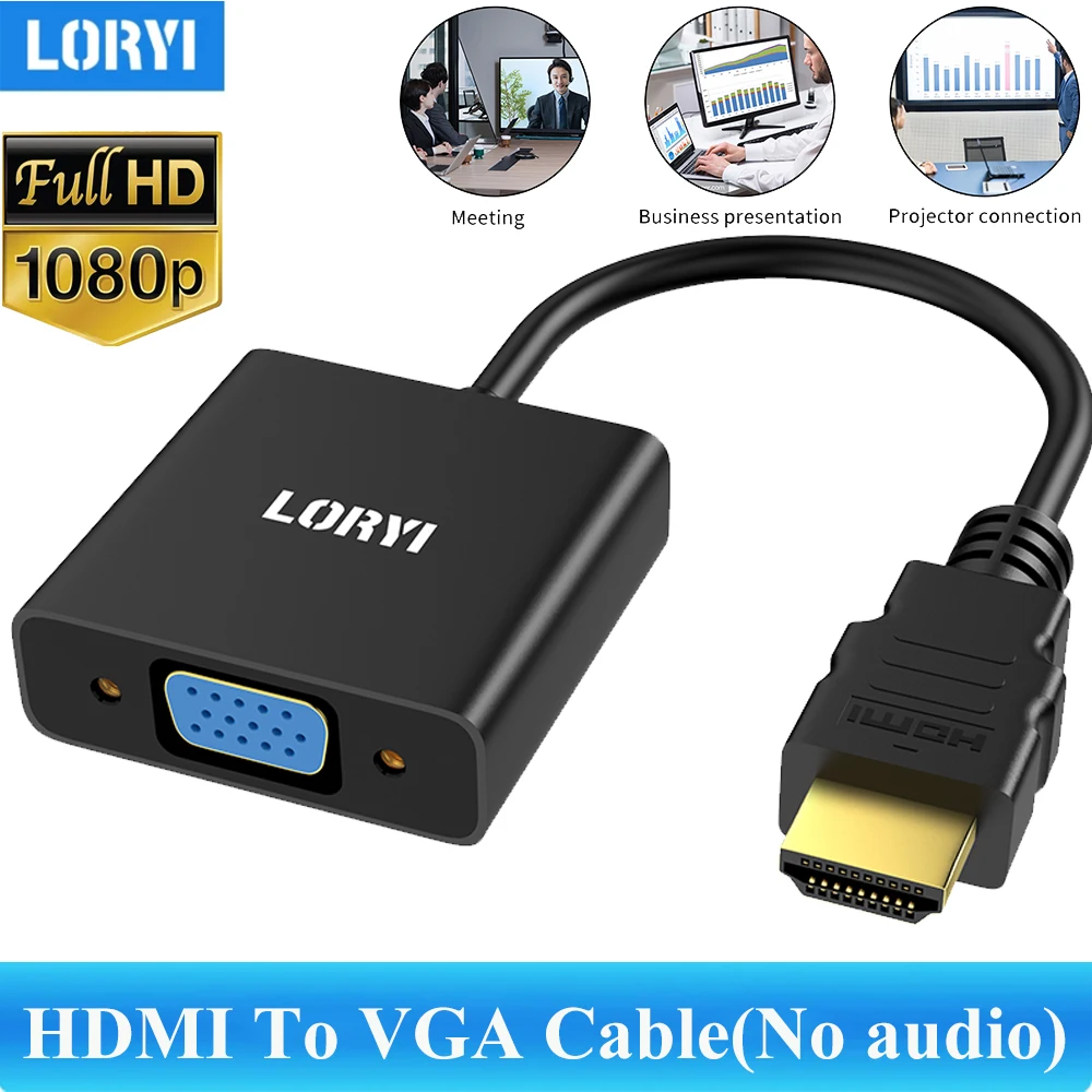 Loryi Cavo Da Hdmi A Vga 1080P 60Hz Adattatore Da Hdmi A Vga Placcato In Oro (Maschio A Femmina) Per Computer Desktop Laptop Pc Monitor Xbox