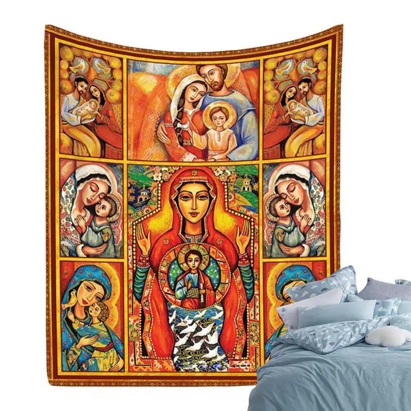 

Christmas Jesus Throw Blanket Sacred Throw Blanket With 3D Printing Winter Flannel Cozy Blanket Seasonal Decors For Learning