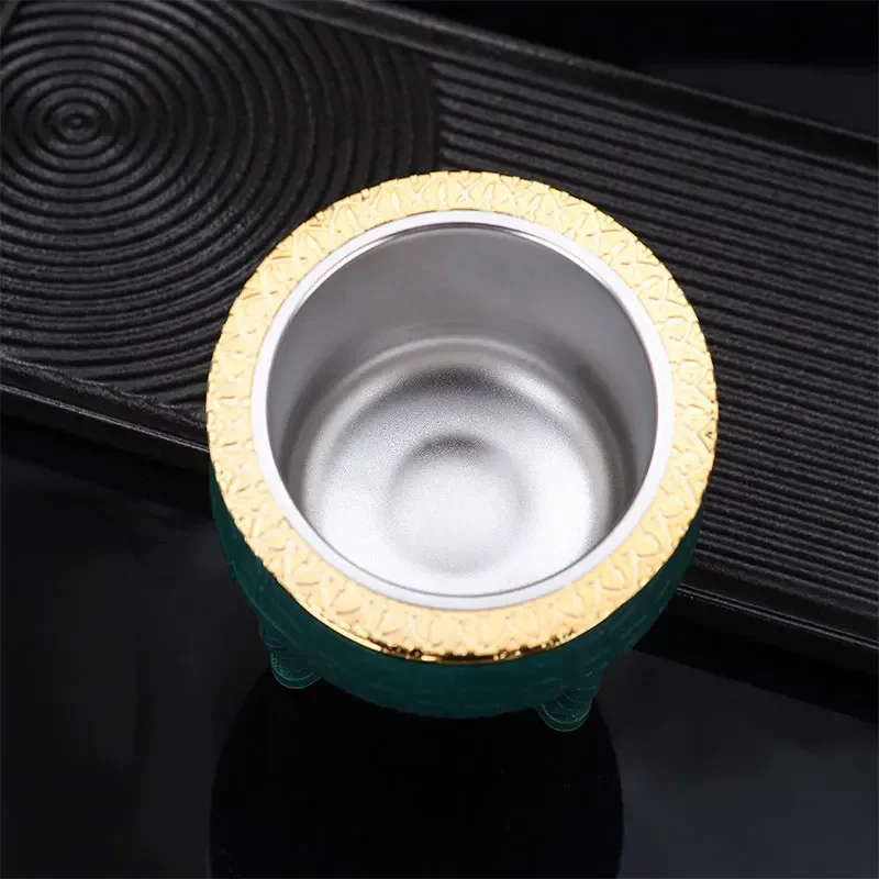 1Pc Stainless Steel Double-layer Paraguay Water Cup  With Straw Turtle Shell Texture Eggshell Cup Leather Texture Eggshell Cup