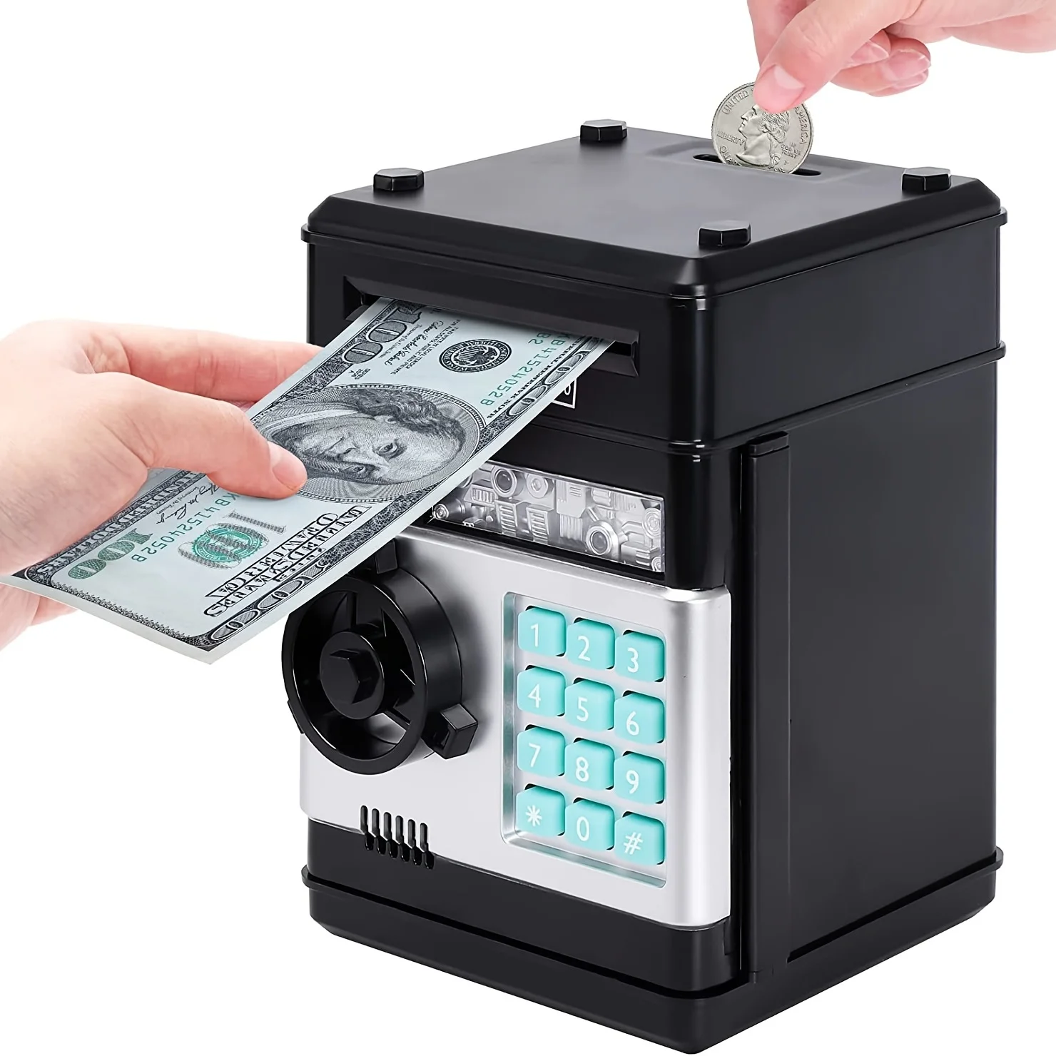 Boys and girls piggy bank, electronic coin piggy bank with password protection, ATM bank note scroll deposit box
