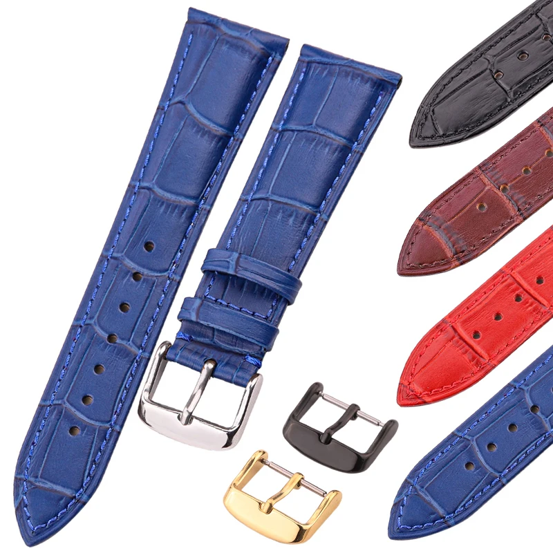 4 Colors Watchbands Genuine Leather Women Men Strap 18mm 19mm 20mm 21mm
