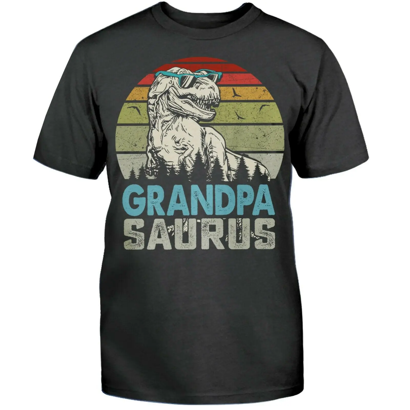 

Vintage Grandpa Saurus T-Rex Dinosaur Grandfather Gift T-Shirt. Summer Cotton O-Neck Short Sleeve Mens T Shirt New S-3XL