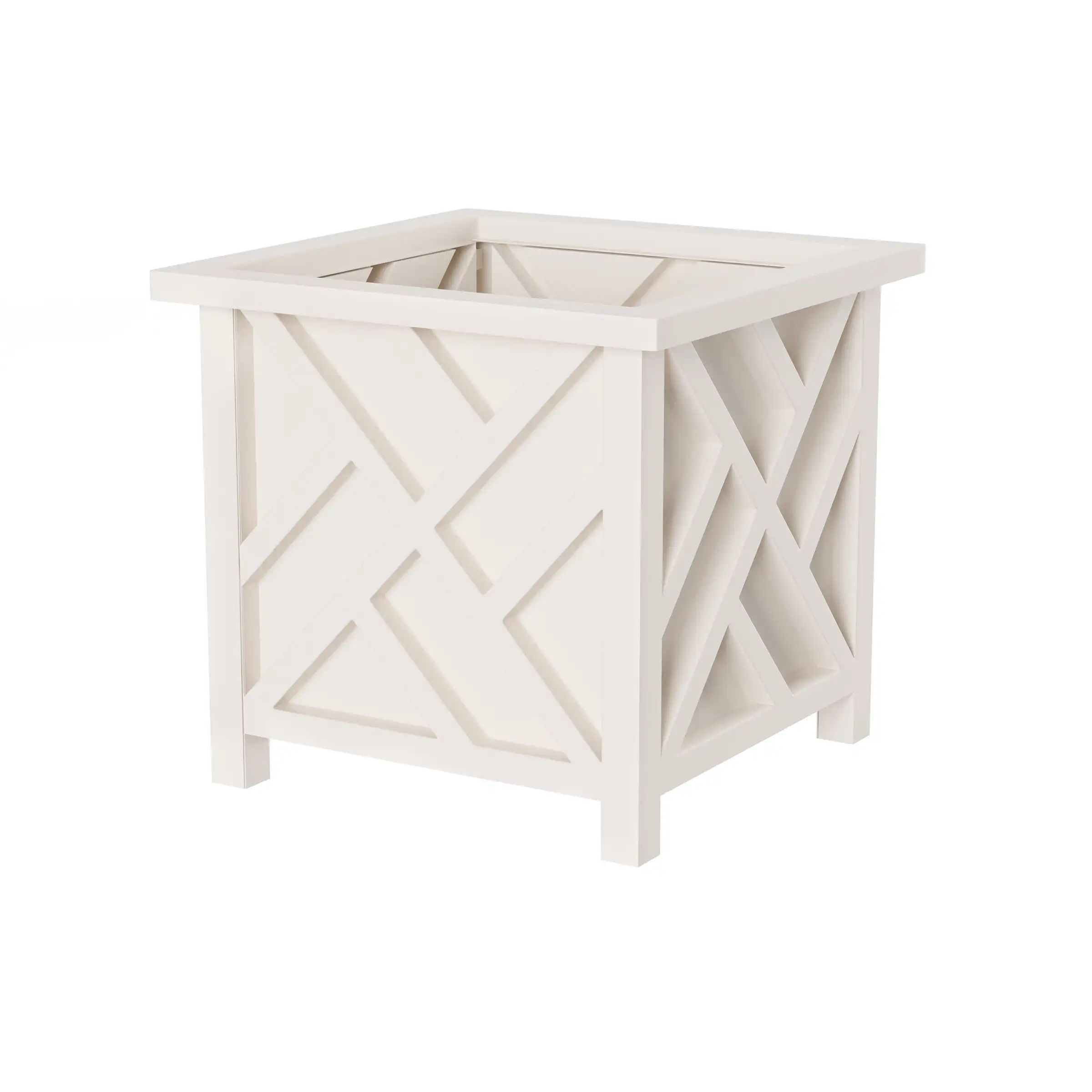 

Square Planter Box (White) - 14.75" L x 14.75" W x 13" H by Pure Garden