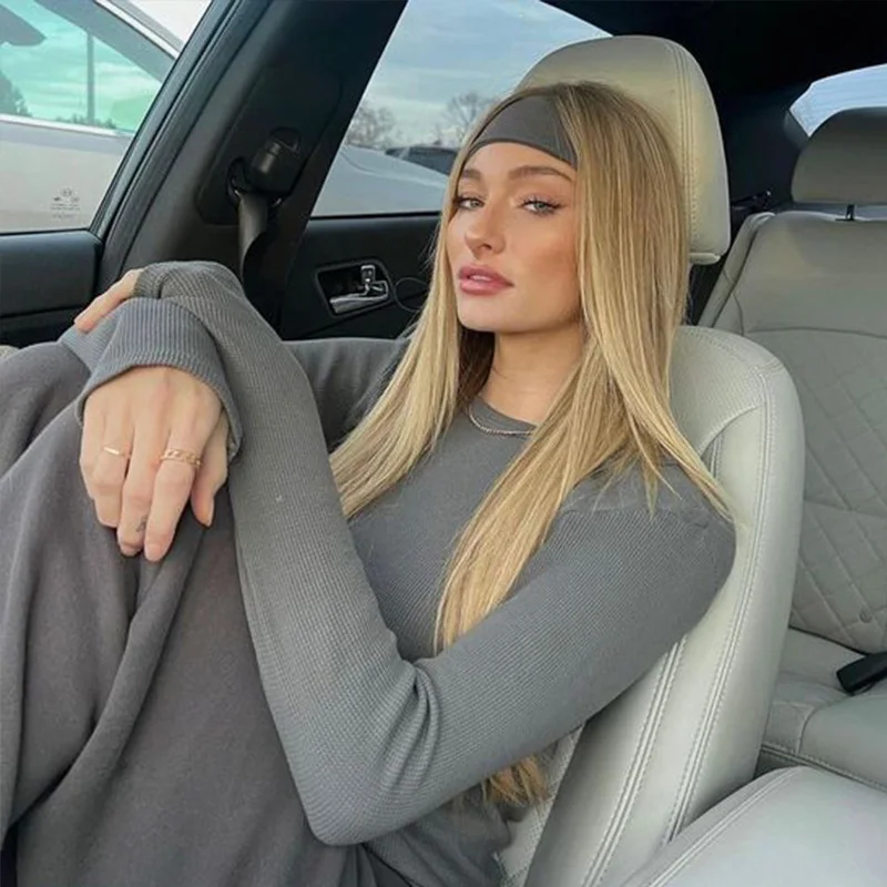 Women Solid Color Knitting Headband Elastic Vintage Yoga Sports Hairbands Gym Outdoor Sweat Absorbing Headwrap Hair Accessories 2