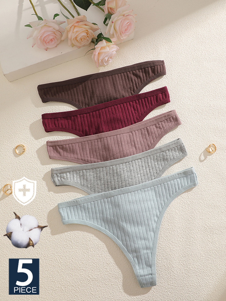 FINETOO 5PCS Sexy G-string Cotton Women Lingerie Panties Thong Female Underwear Sexy Pantys Underpant Girl Intimates Thongs S-XL
