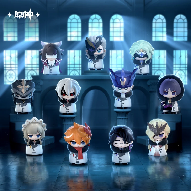 ​ Genshin Impact miHoYo série officielle Fatui Chibi boîte aveugle Dottore Columbina Tartaglia version Q PVC Figure Collection Cosplay