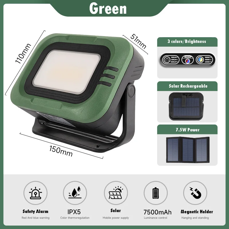 1200LM Solar Camping Light Rechargeable Work LED Powerful Outdoor Fishing Lantern Magnetic Emergency Bulb 5V2A Fast Charging led flashlight camping lamp led work light camping lights work light