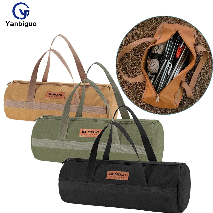 Tent Stake Bag, Tent Pole Bag,Tool Storage Bags, Small Canvas Tool Bag With Zipper for Outdoor Tent Stakes Storage Bag