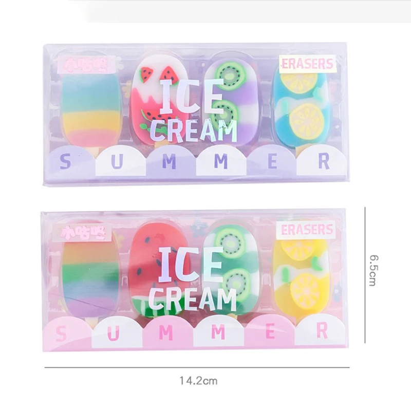 Kawaii Summer Ice Cream Erasers Cute Pencil Rubber Erasers DIY Drawing Painting Writing Tool Kawaii Stationery Office Supplies