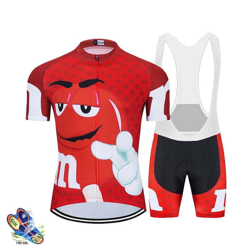 M Bean Team Short Sleeve Cycling Jersey Set Bib Shorts Men
