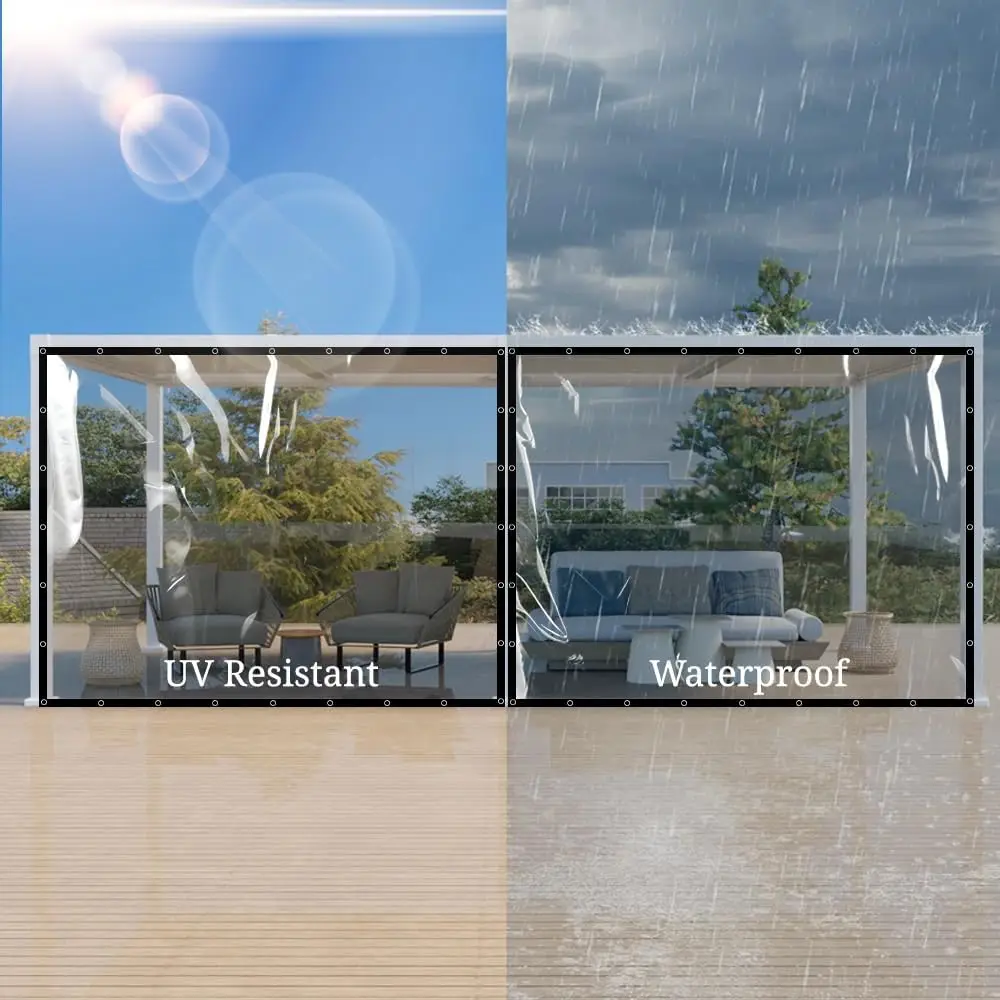 0,5 mm transparente PVC-Plane, verdicktes, regensicheres Tuch, klare, wasserdichte Bildschirmpflanzen, Schuppen, Regenschutz, robuste Leinwand-Markise – Detail 12