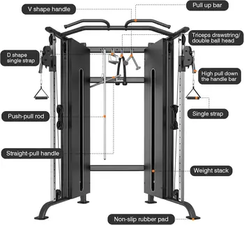 Commercial Cable Crossover Machine Home Gym Equipment Weight Stack Functional Trainer Workout Adjustable Weight 5