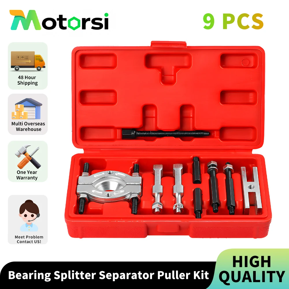 Motorsi 9 pièces ensemble d'extracteur de séparateur de roulement outil de réparation de voiture outil de retrait de roulement de voiture extracteur Kit extracteur d'engrenage avec étui