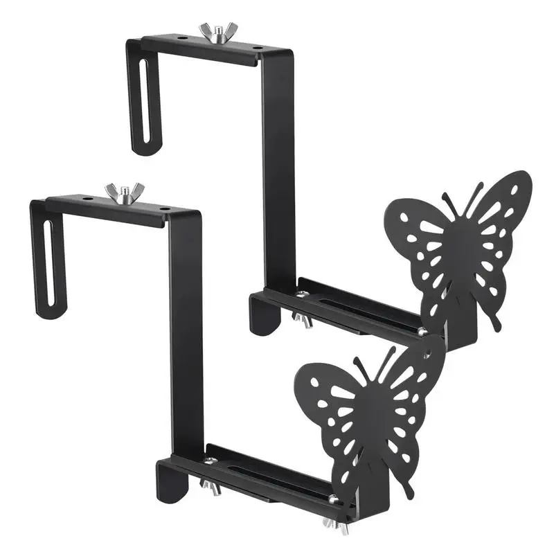 

Adjustable Planter Brackets 2PCS Heavy Duty Wall Mount Flower Box Holder With Butterflies For Window Boxes Planters