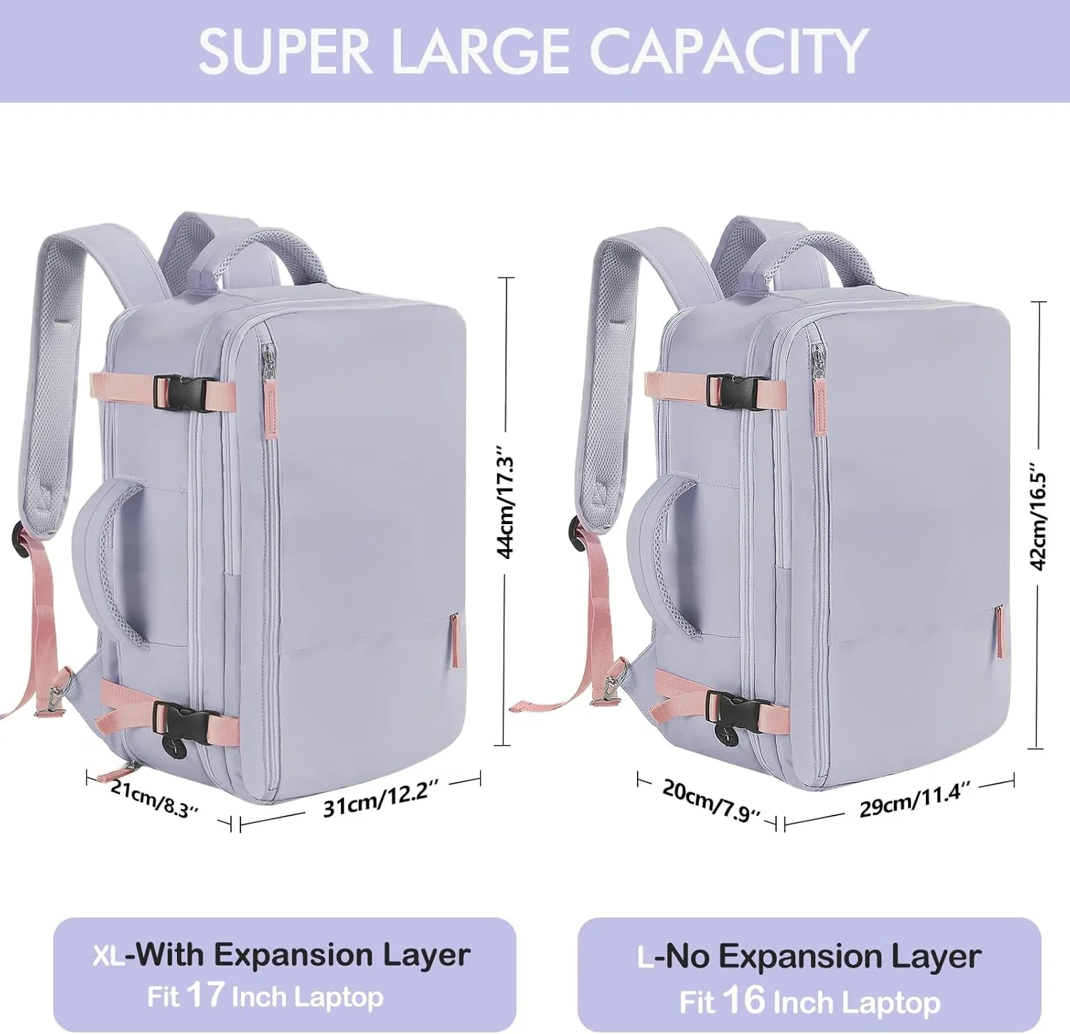 15-Zoll Laptop-Rucksack, Reiserucksack, Geeignet für Männer und Frauen, Großvolumiger Handgepäck-Rucksack, Persönliche Gepäcktasche – Detail 2
