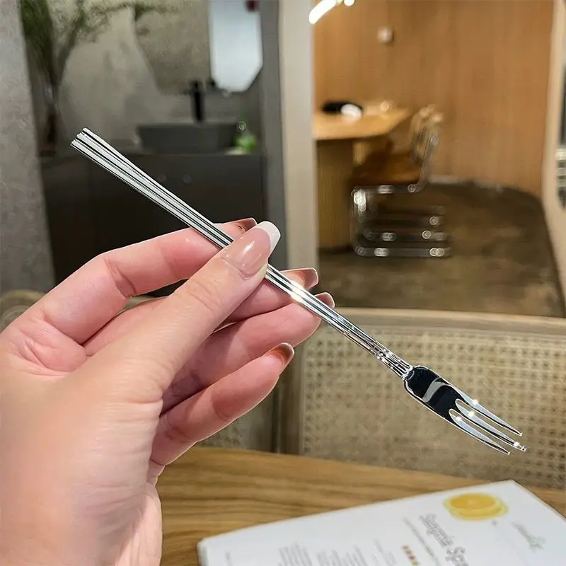 2pcs Premium 304 Stainless Steel Fruit Forks, High-End Exquisite Salad Forks, Dessert Forks, Household Steak & Coffee Forks