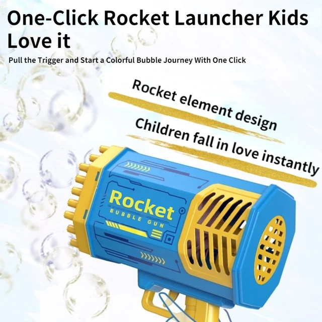 Bubbles Machine 69 Holes Bubble Gun Rocket Gun Launcher Shape Automatic Blower Soap Toys For Kids Children Gift Pomperos Toys 3
