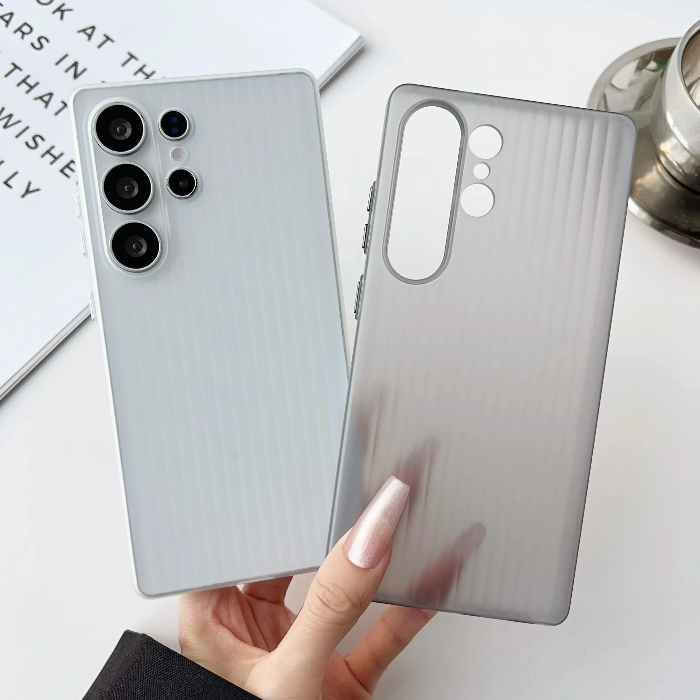 Matte Slim HD Clear Corrugated Pattern Shockproof Ultra-Thin Phone Case with Stripes Design