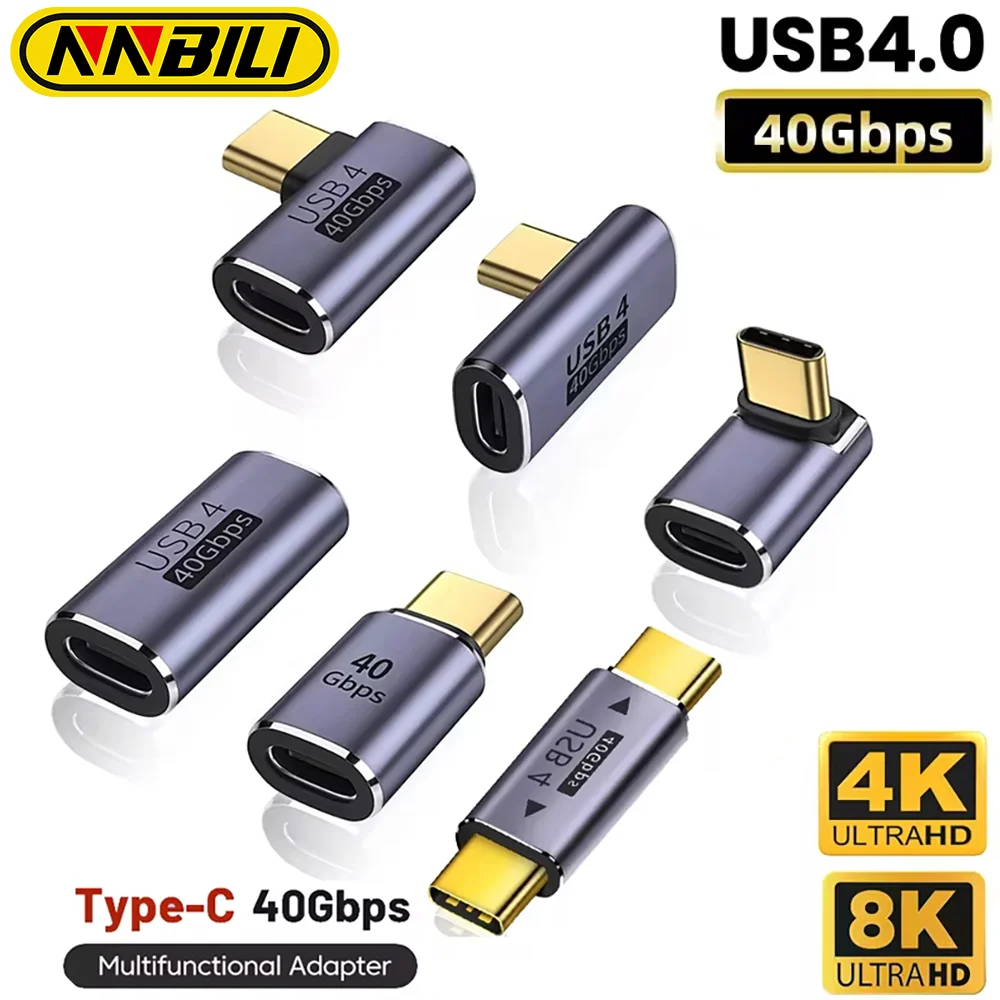 Type C Adapter USB 90 Degree Quick Charge Converter Male To Female 100W 5A 40gbps PD Data Transfer 8K60HZ for Macbook