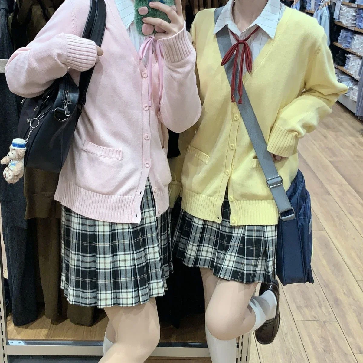 Anime Yellow Knitted Cardigan 2025 Spring and Autumn New JK Knitted Shirt Coat Long Sleeve V-neck Women's Cardigan Top 4