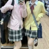 Anime Yellow Knitted Cardigan 2025 Spring and Autumn New JK Knitted Shirt Coat Long Sleeve V-neck Women's Cardigan Top 4