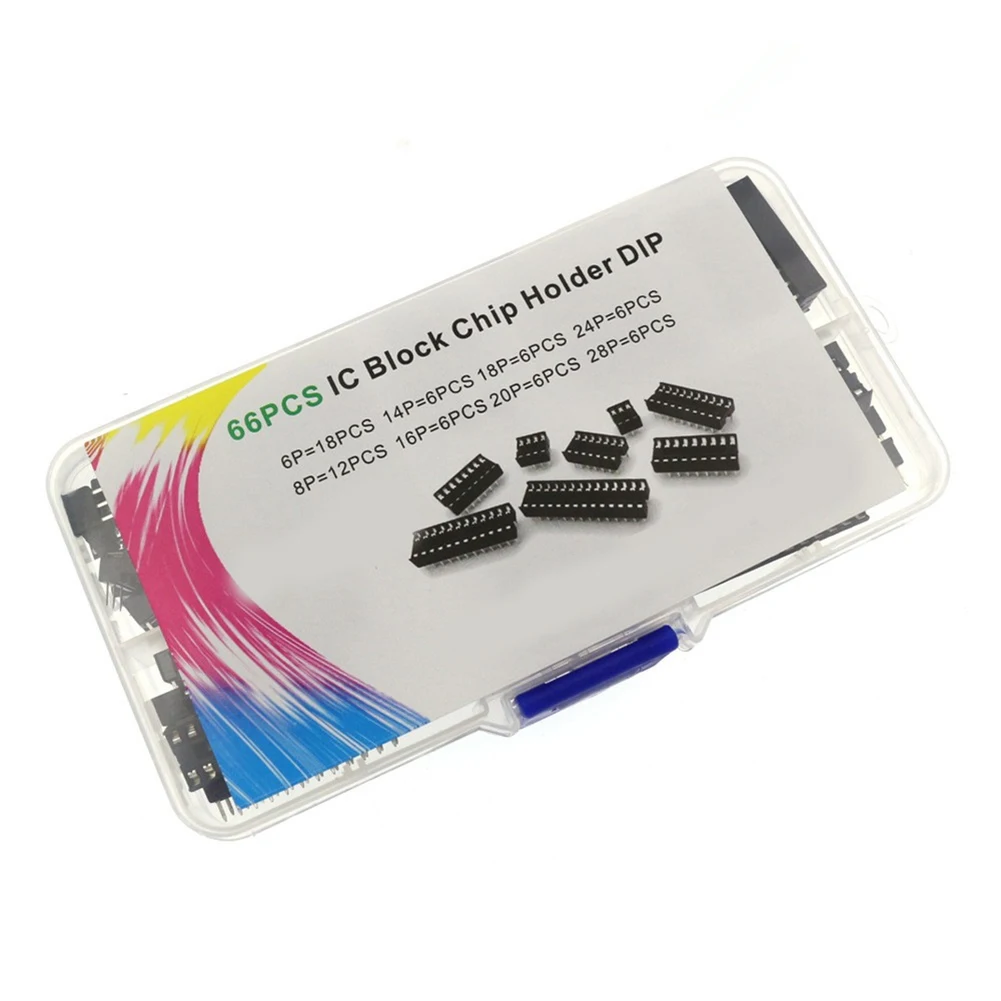 Suporte de Chip IC com Várias Especificações, Equipamento de Teste Elétrico, Conector de Fio, Acessórios, 1 Conjunto, 66Pcs