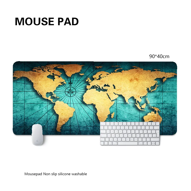 World Map Retro Office Desk Pad - Large 90x40cm Gaming & Home Accessory