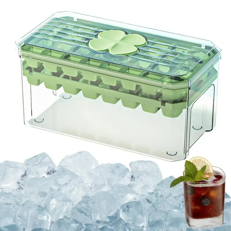 

Лоток для льда с крышкой и корзиной, формы для льда, 64 шт., лотки для льда, многоразовая Гибкая форма для шоколада, лотки для льда большой емкости