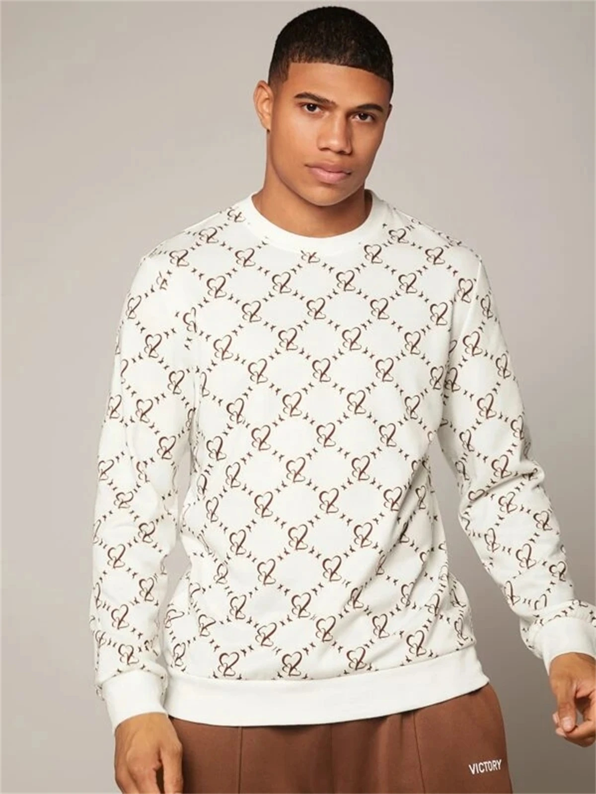 

Men's Sweatshirt Brand Heart Print Hoodies For Men Fashion Brand Tops Pure Stripes Pullovers Casual Sports Harajuku Sweatshirts