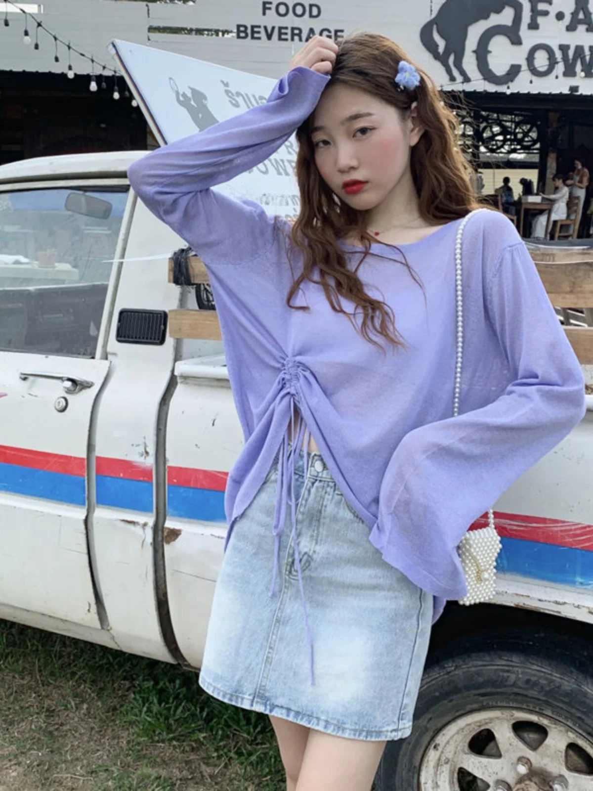 비키니 커버업 긴팔 루즈핏 플러스 사이즈 수영복 아우터 온천에서 착용 가능 퀵 드라이 자켓 몸매 커버