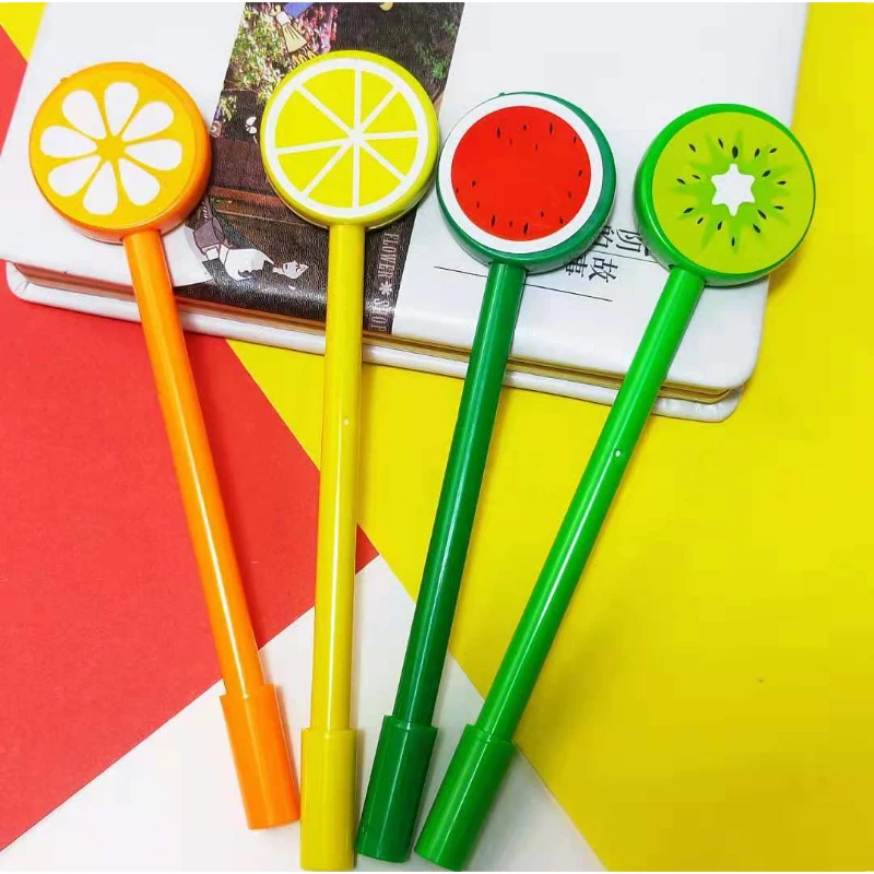 36 Pcs Creative Cartoon Fruit Lollipop Gel Penne Studente Penna Ad Acqua Ago Tubo Gel Forniture Scolastiche Per Ufficio