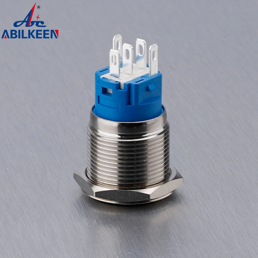 19MM Flat Head push button switch With LED Light Ring Waterproof IP67 Metal