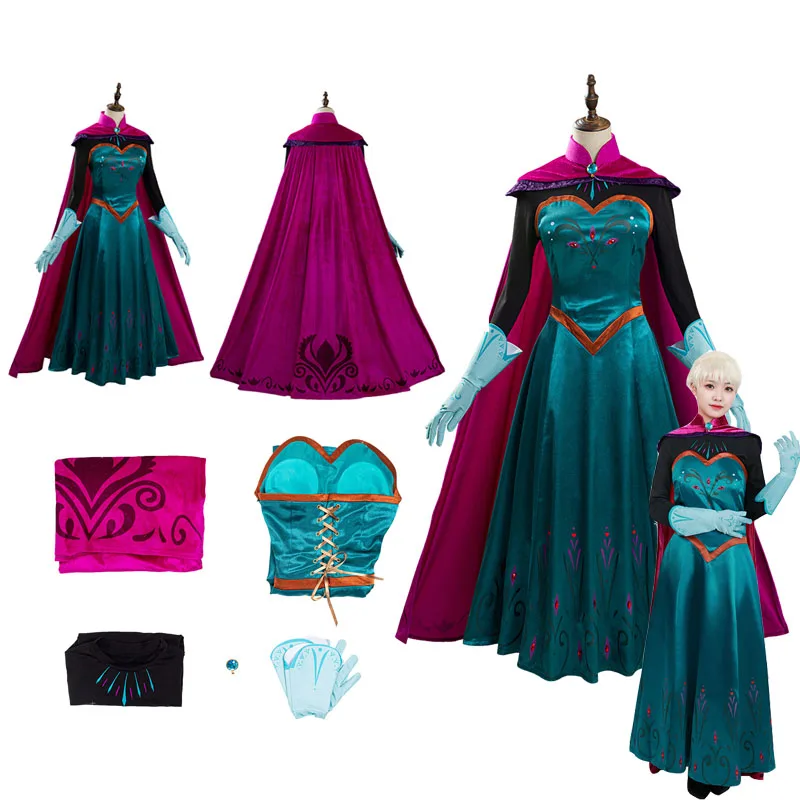 Disfraz De Princesa Elsa Para Niñas – Vestido Azul Con Capa, Corona, Varita Y Accesorios, Ideal Para Halloween, Carnaval Y Cumpleaños