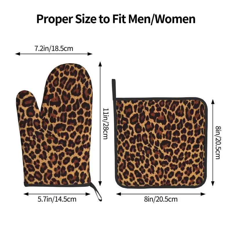 Cool Cheetah Leopard Oven Mitts and Pot Holders Heat Resistant Oven Gloves Safe Cooking Baking Grilling Customizable Patterns