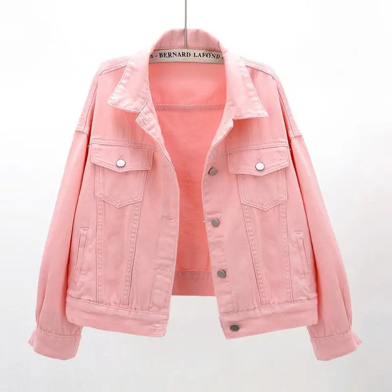 2024 Spring Summer New Color Thin Denim Coats Women Short Korean Loose Bf Long-sleeved Jackets Female Casual Solid Tops Fashion