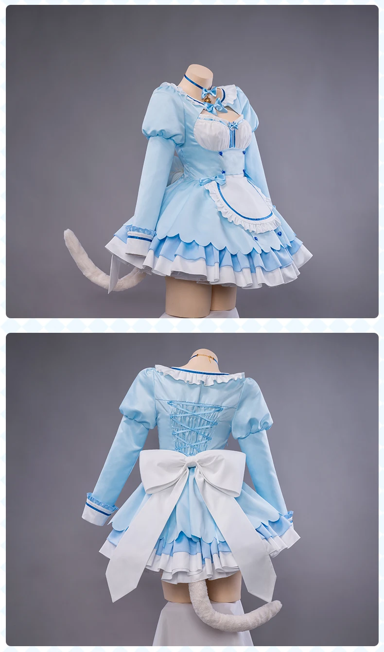 UWOWO Game NEKOPARA vol.4 Vanilla Maid Dress Cosplay Costume Chocola Vanilla Special Cute Blue Dress For Women Girl Outfits