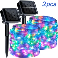 Solar - Powered LED Fairy Lights - Waterproof Outdoor Garden & Holiday Decor - 300led 32m (2pcs colorful)