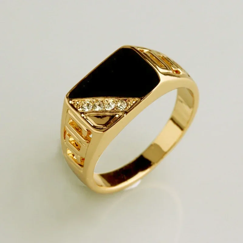 Rings for Men Metal Glossy Geometric Width Signet Square Finger Punk Style Fashion Jewelry Accessories