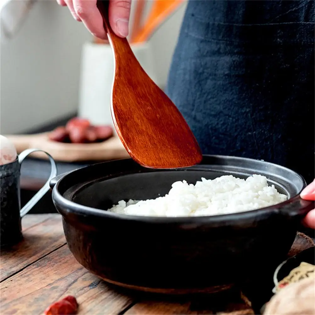 22cm Wood Rice Paddle Long Handle Wooden Rice Spatula Spoon Shovel Lacquerless Pan Cooking Tableware Kitchen Utensil Gadget