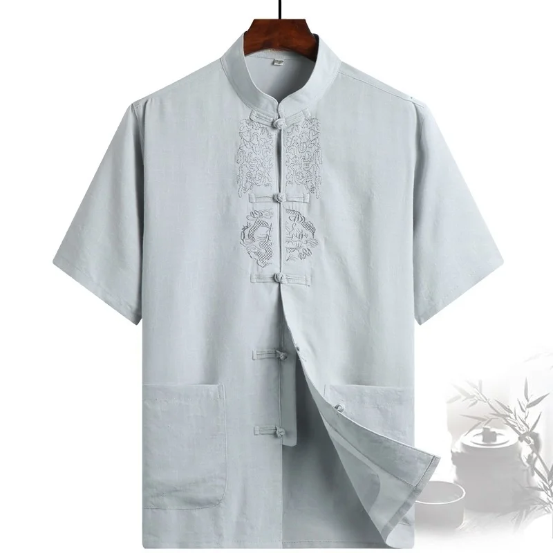 Men Chinese Style hanfu for men Tops traditional chinese shirt man Kung Fu wushu Trousers short shirt Oriental Fashion Clothing