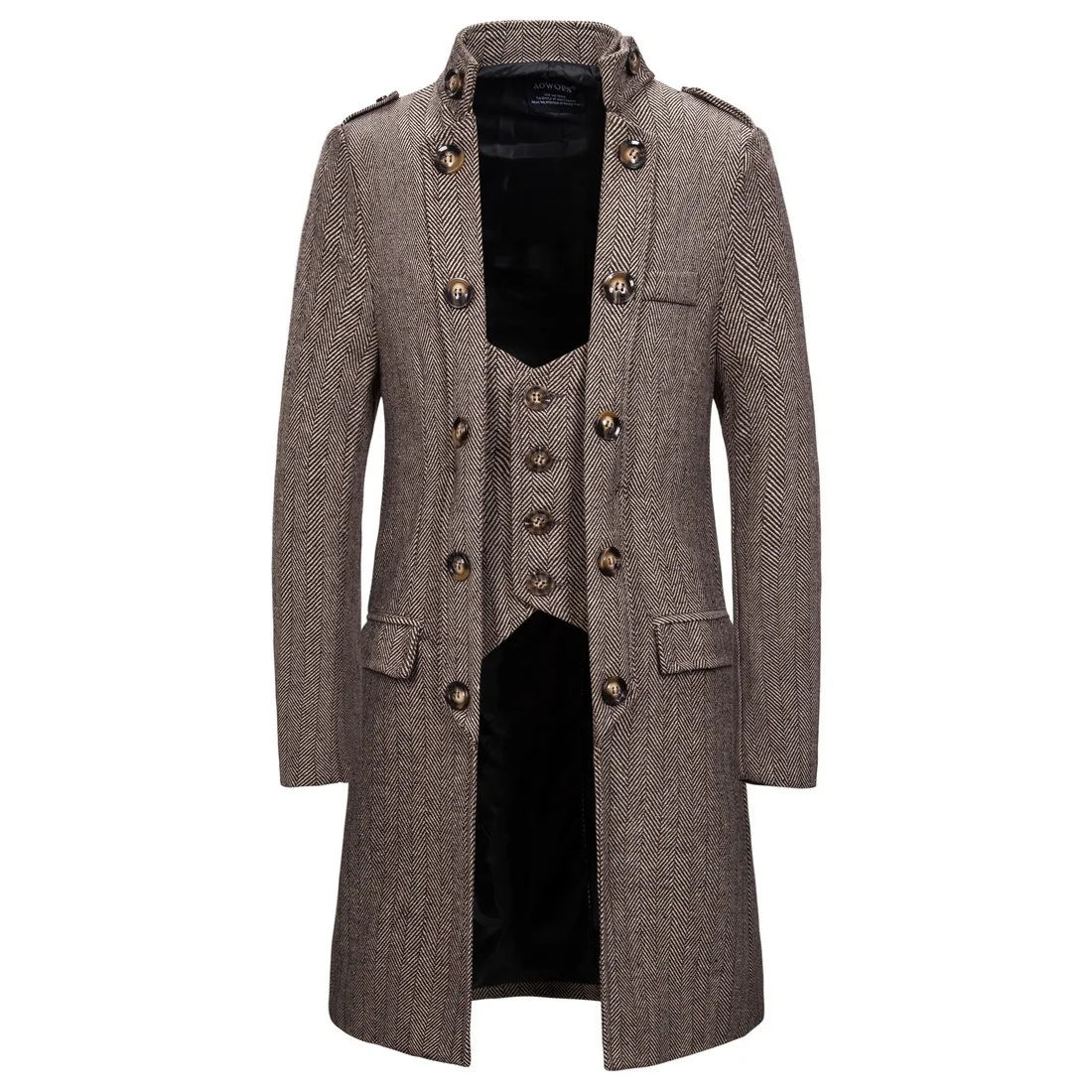 

Men's Long Windbreakers Winter Jackets For Men Especially Tweed Superimposed Garments Herringbone Overcoat Quetzal Coat 1 Pieces