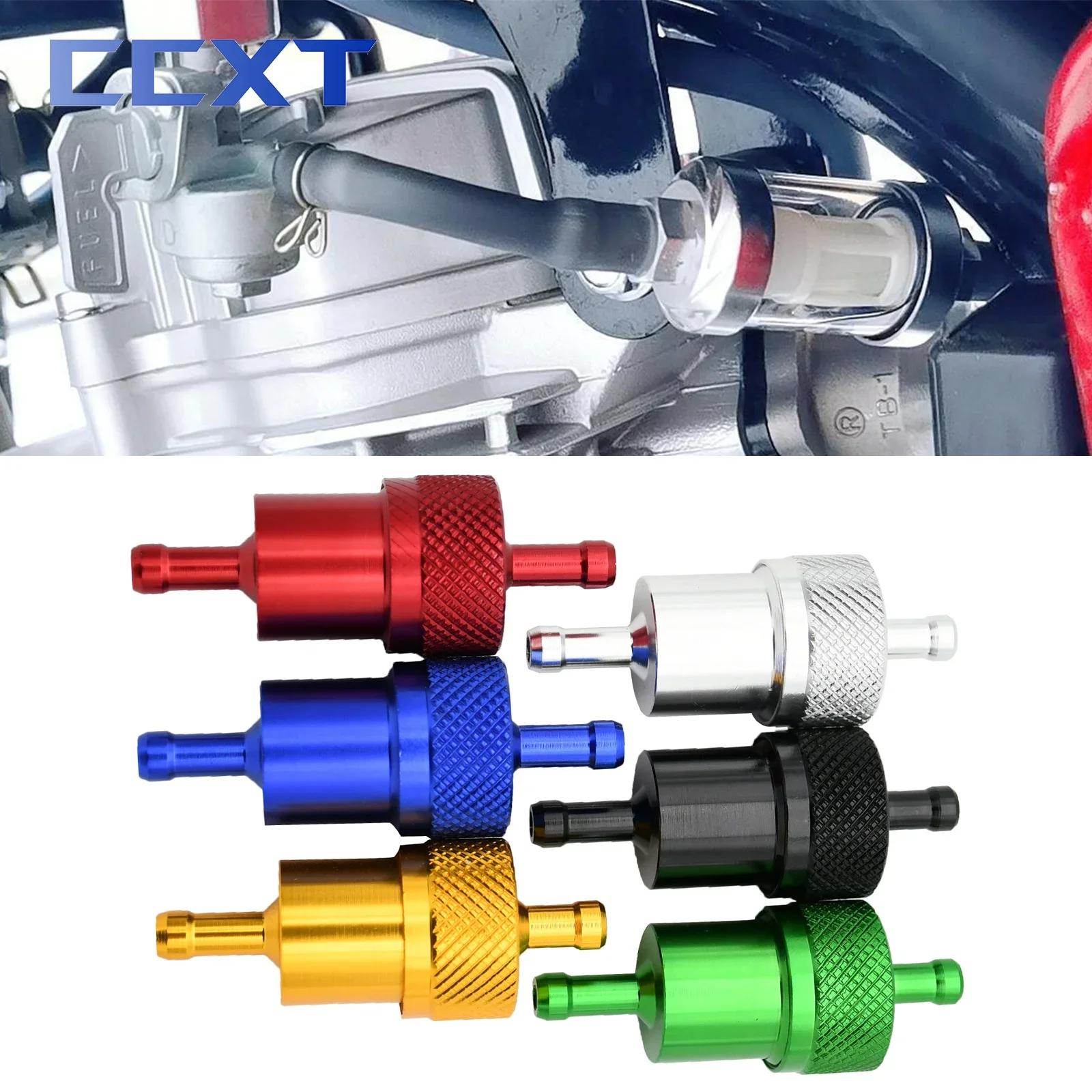 

Универсальный мотоциклетный Инлайн медный сердечник топливный масляный фильтр 1/4 дюйма 6 мм CNC алюминий для Kawasaki Yamaha Honda KTM Suzuki Универсальный