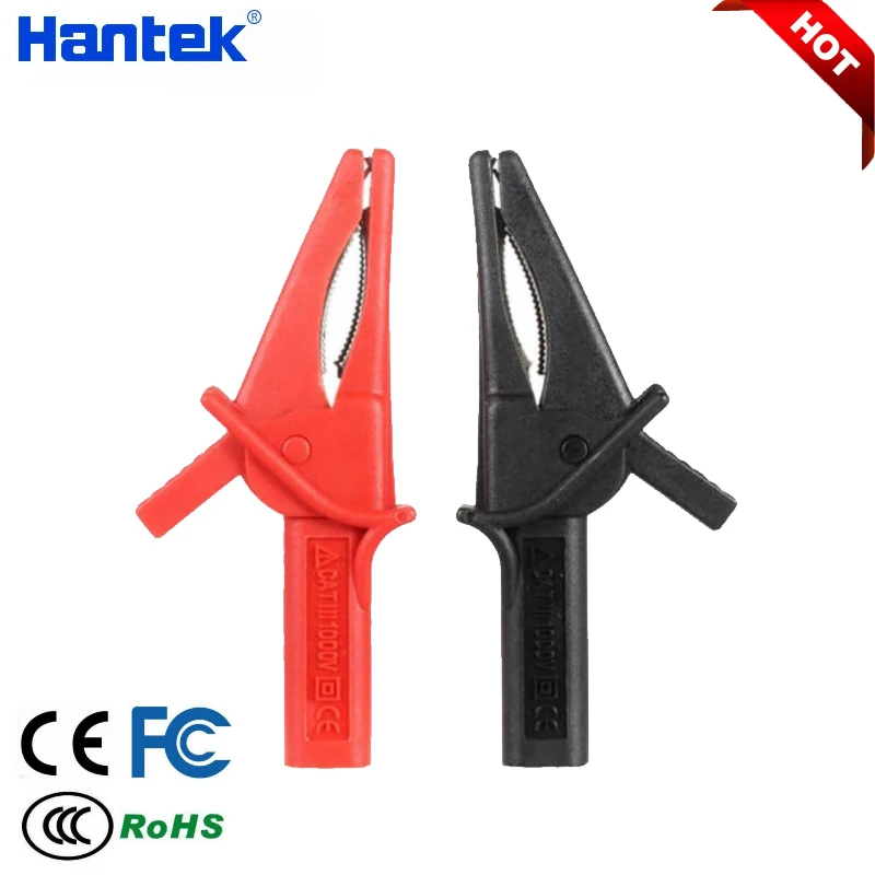 Hantek HT18A Alligator Clip Accessories For Oscilloscope Multimeter Clip-On Car Battery Tools 2 Red + Black